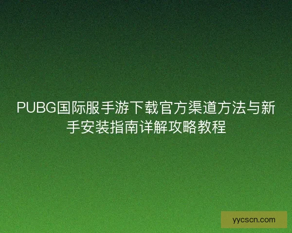 PUBG国际服手游下载官方渠道方法与新手安装指南详解攻略教程